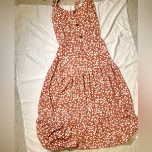 Orange long floral dress -size-M-